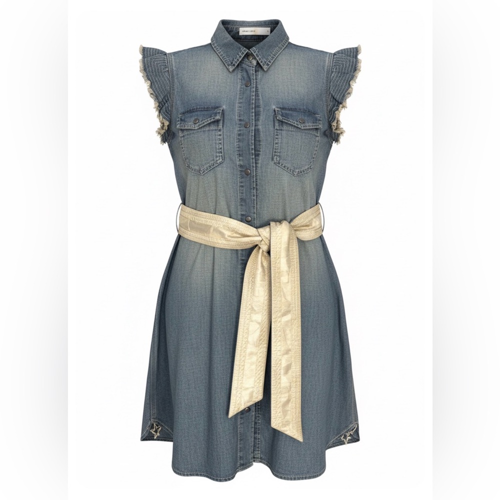 Vintage Sacai Luck Distressed Denim Belted Shirt Dress - Picture 2 of 16